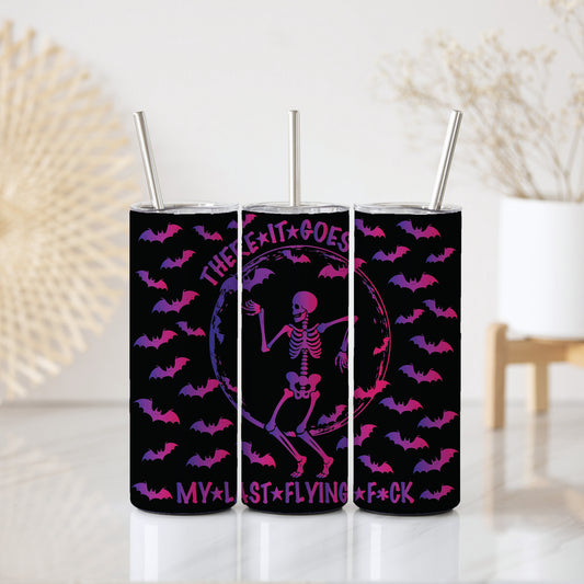 Sarcastic Halloween Cup, Funny Cursing Skeleton Tumbler, Spooky Season Gift