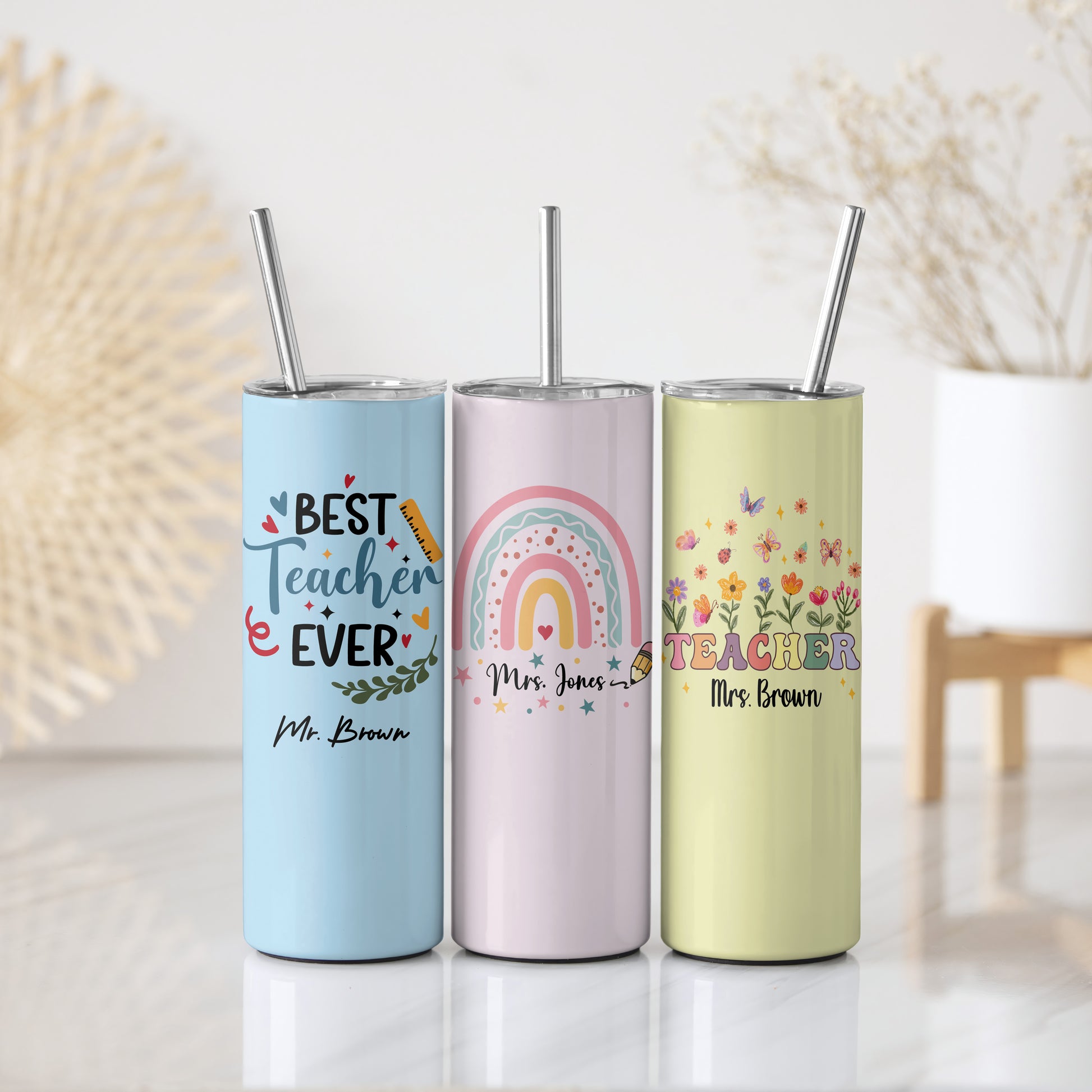 Personalized Stainless Steel Teacher Tumbler, Insulated Thank You Gift Bottle