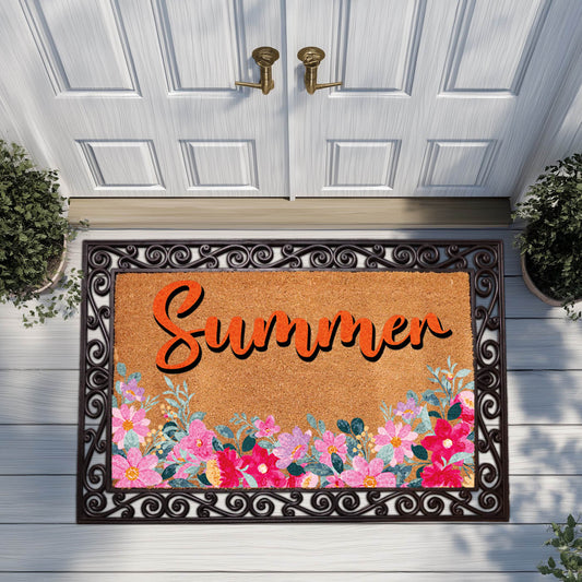 Vibrant Floral Summer Doormat, Add a Splash to Your Entryway