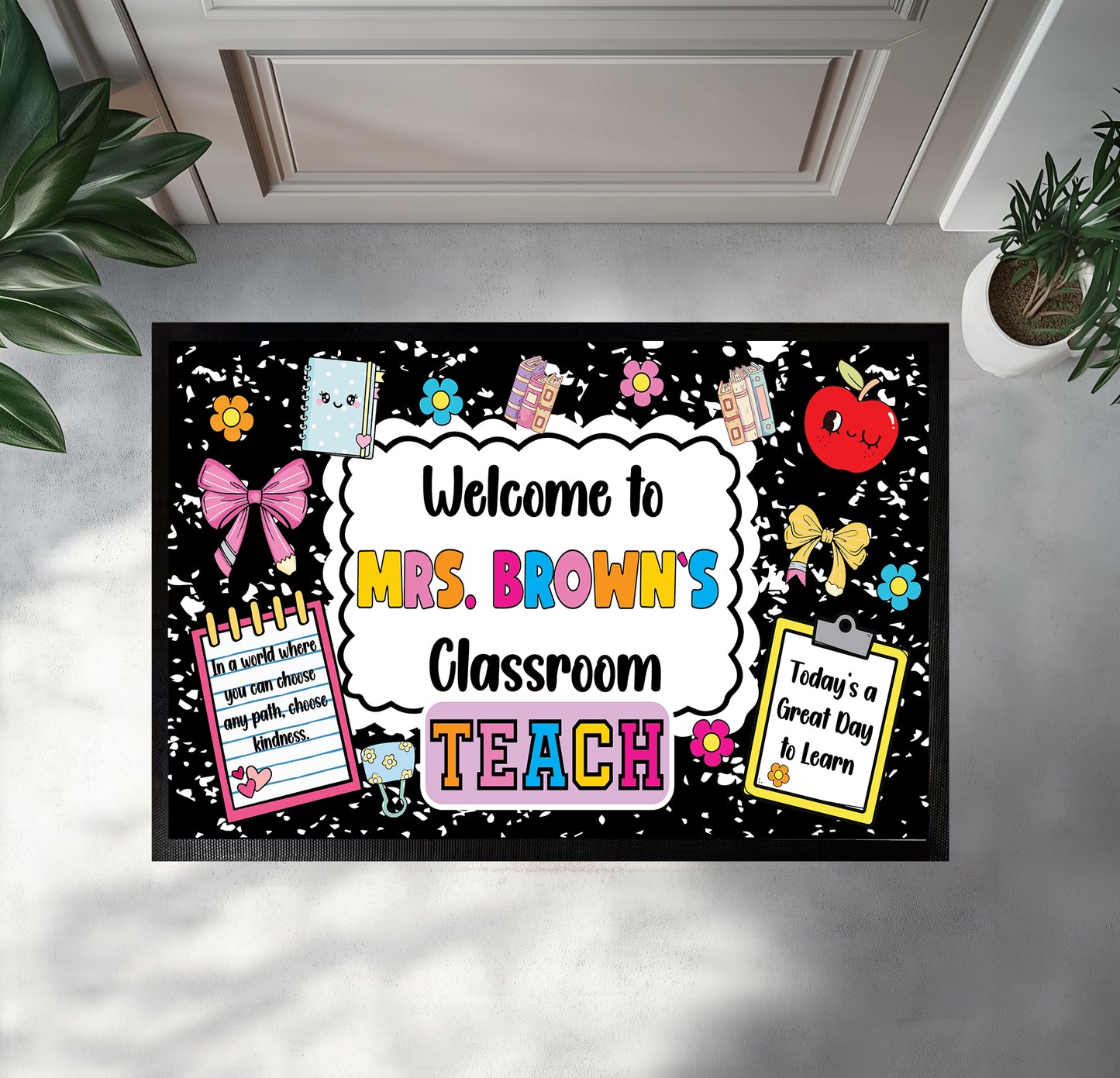 Personalized Teacher Name Doormat, Welcome To Classroom, Back to School
