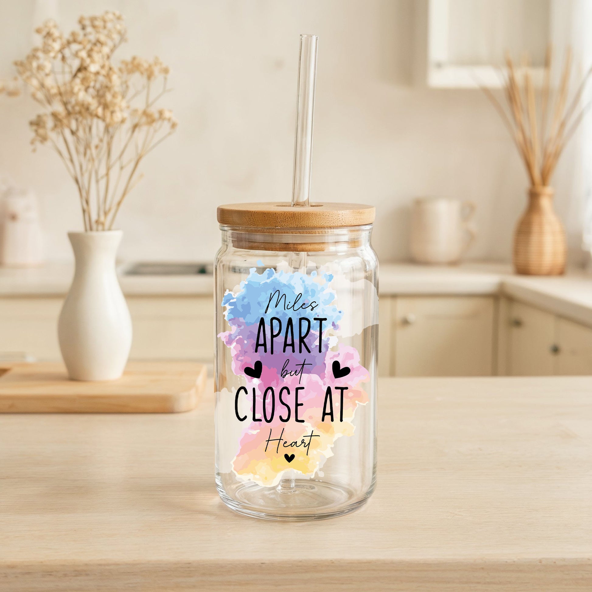 State Map Friendship Glass Tumbler, Personalized Long Distance Friends Drinkware