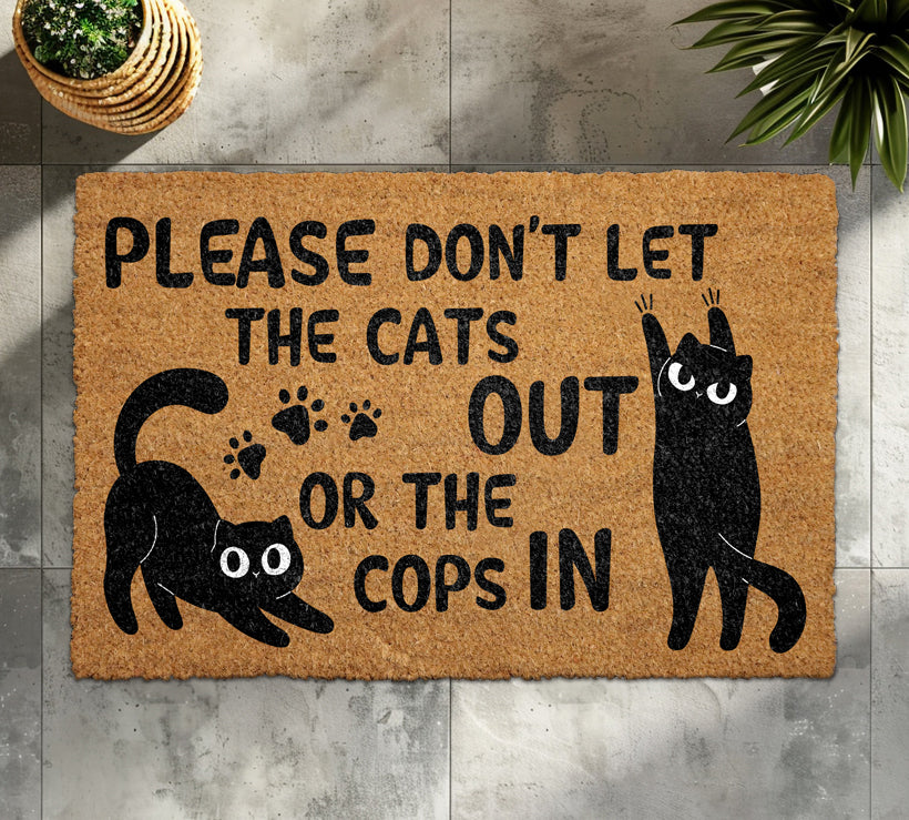 Cute Cat Welcome Mat: Keep Cats In, Cops Out! 🐱🚫