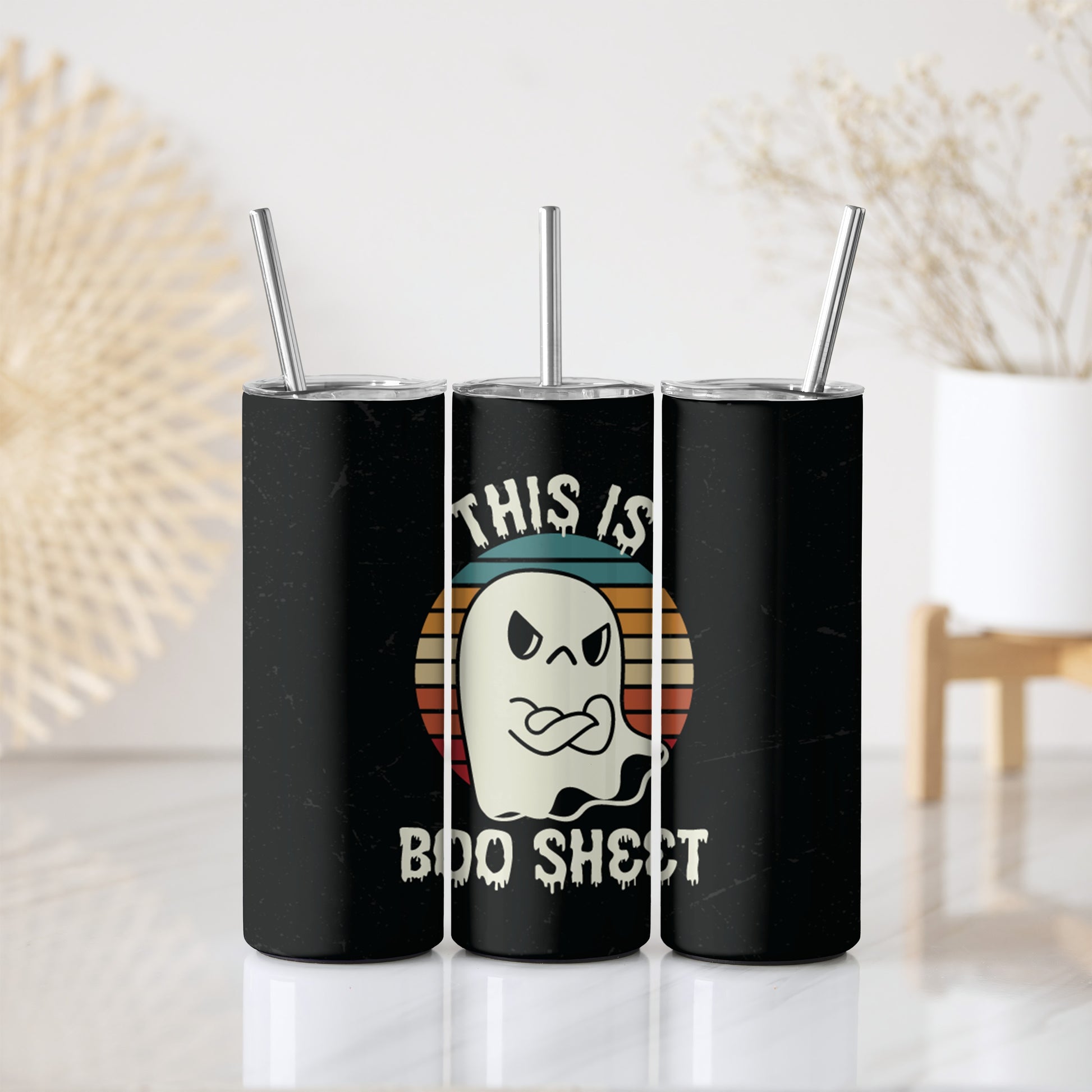 Spooky Season Stainless Steel Tumbler, Cute Ghost Insulated Water Bottle