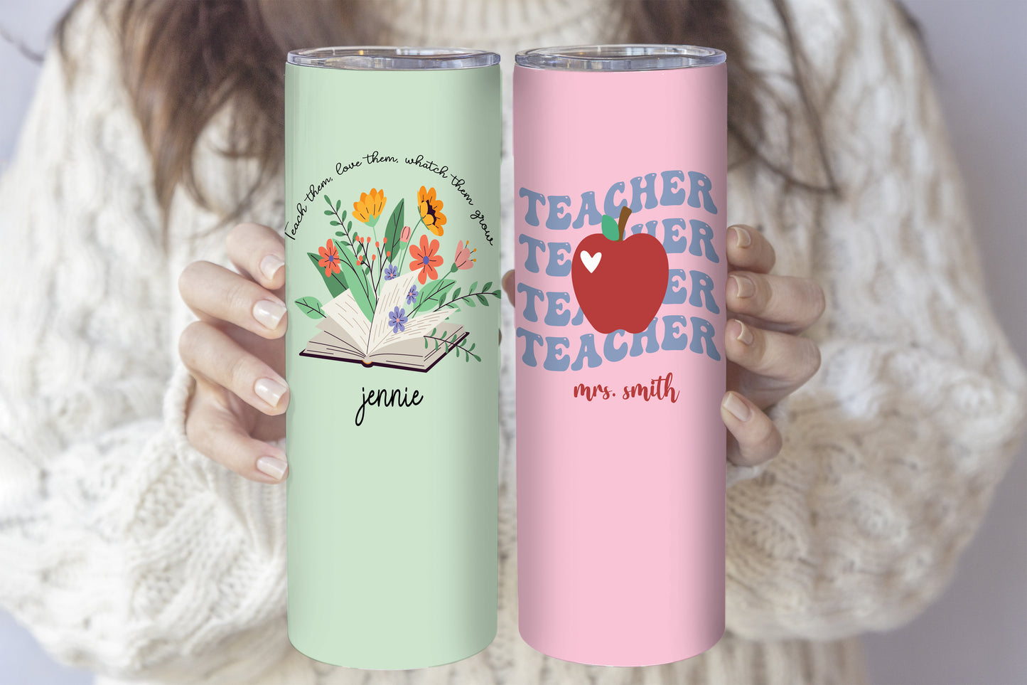 Personalized Stainless Steel Teacher Tumbler, Insulated Thank You Gift Bottle