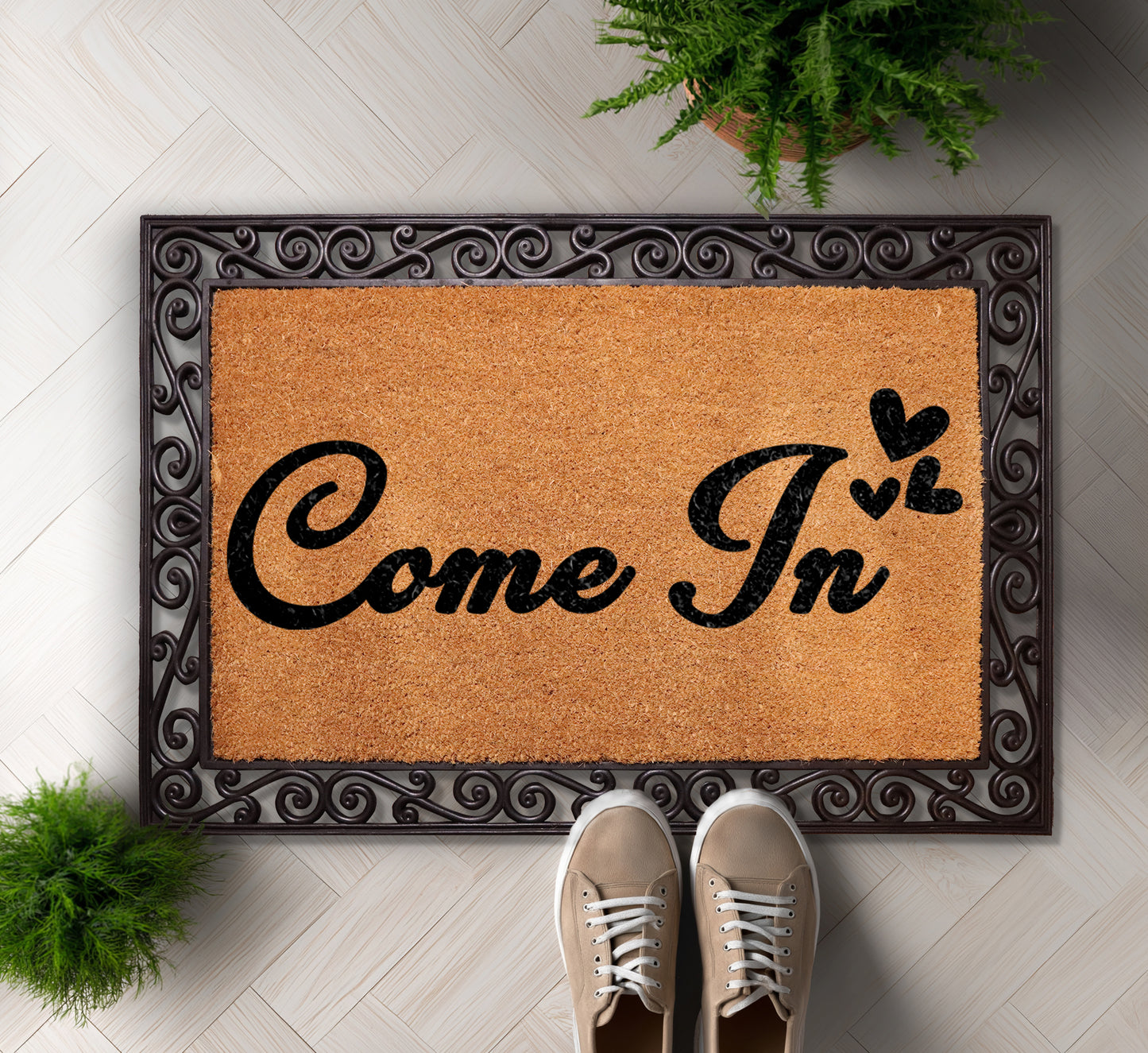 Stylish Heart Welcome Mat, Perfect Housewarming Gift, Outdoor Floor Mat.