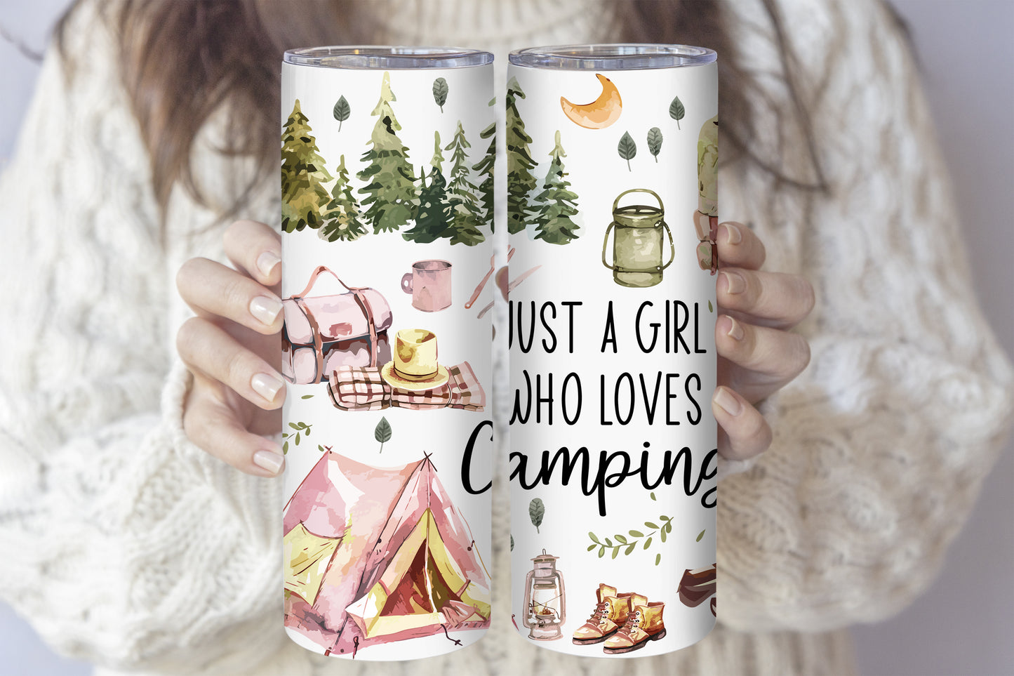 Stainless Steel Camper Tumbler, Perfect for Girls Who Love Camping