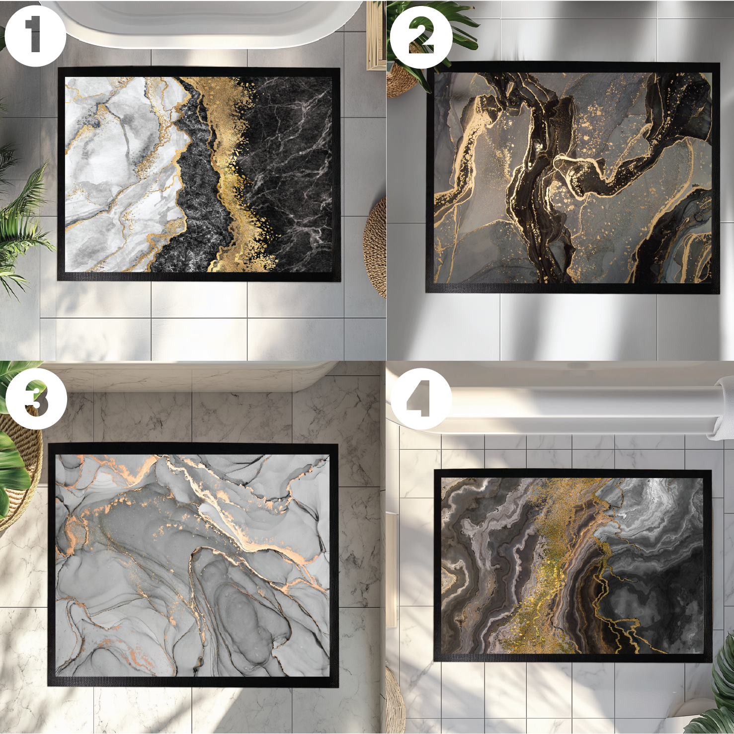 Luxury Marble Print Doormat, Abstract Bath Rug, Unique Housewarming Gift