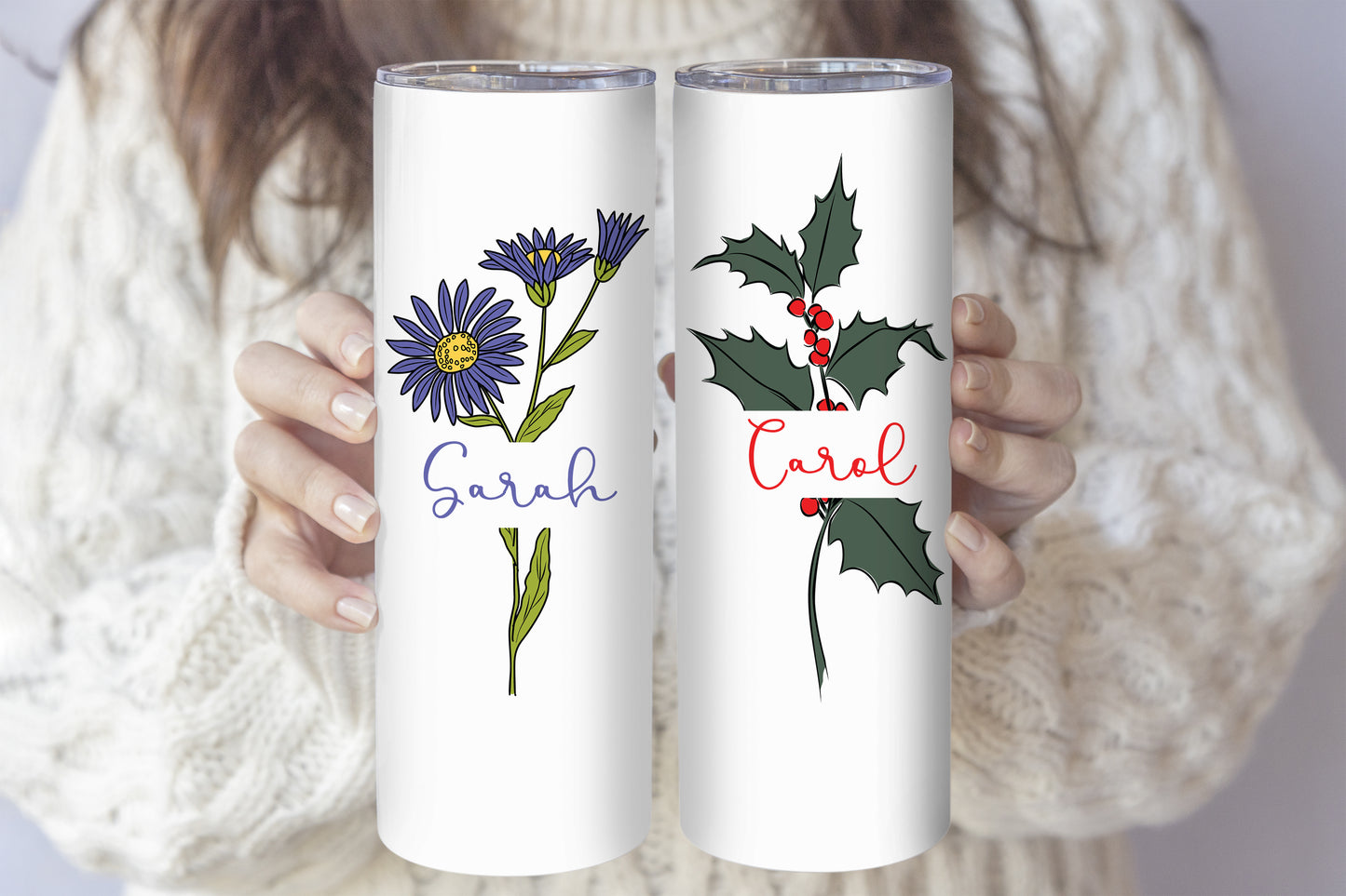 Personalize Your Insulated Steel Tumbler: Aesthetic Floral Birthday Gift