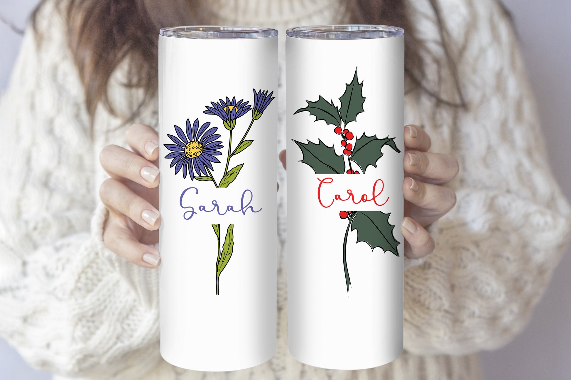 Personalize Your Insulated Steel Tumbler: Aesthetic Floral Birthday Gift