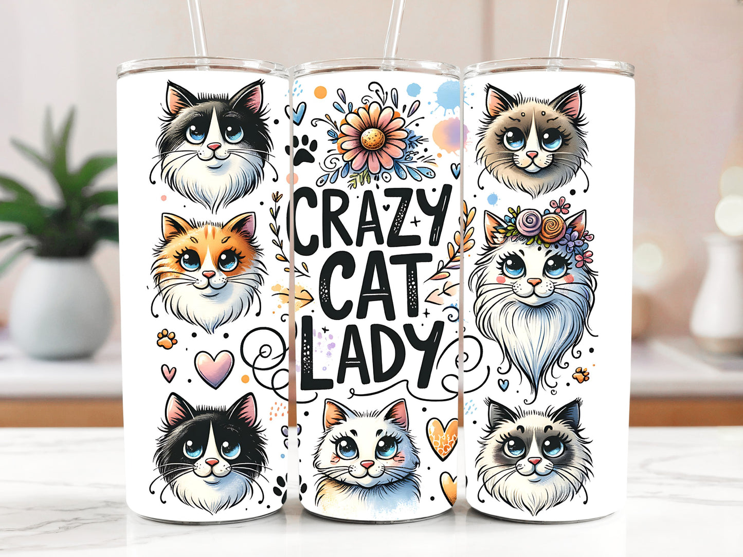 Crazy Cat Lady Stainless Steel Tumbler, Cute Multipurpose Cats