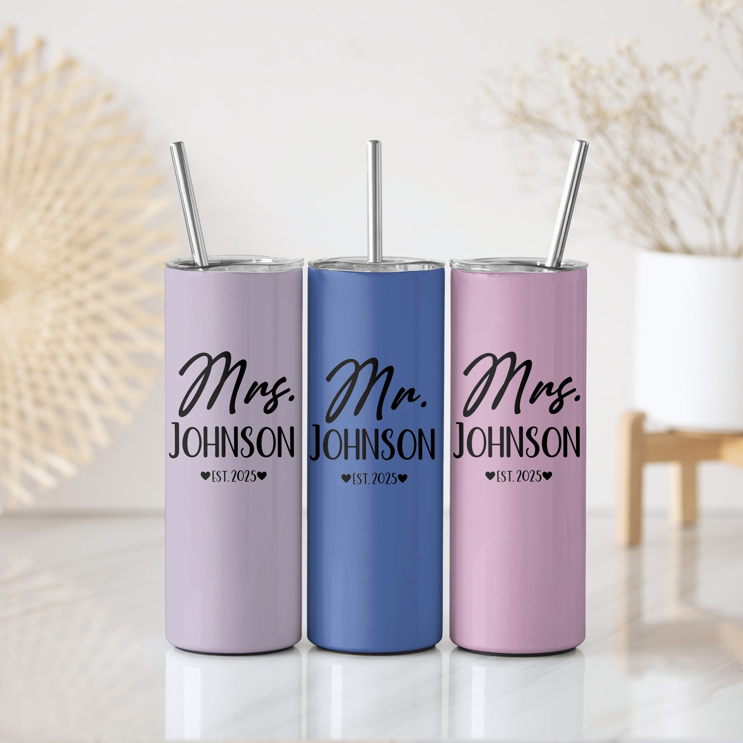 Celebrate Love with Mr And Mrs Stainless Steel Tumbler!
