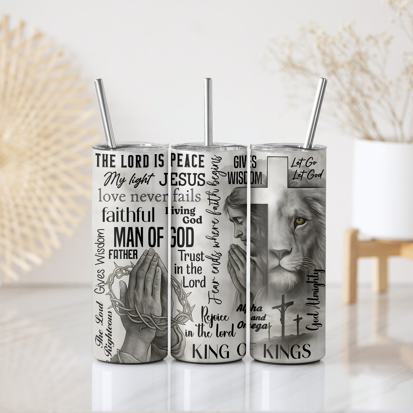 Faith-Filled Stainless Steel Tumbler, Empowering Quotes, Jesus Insulated Cup