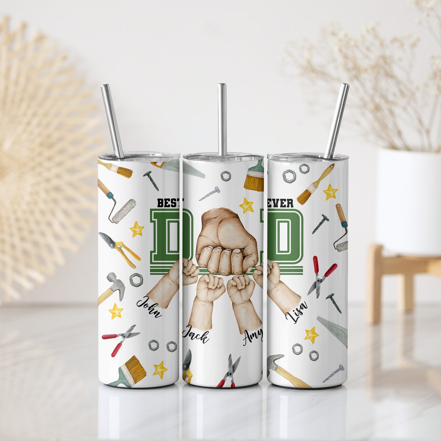 Personalized Dad Tumbler, Custom Drinkware for Father's Day Gift with Kids' Names