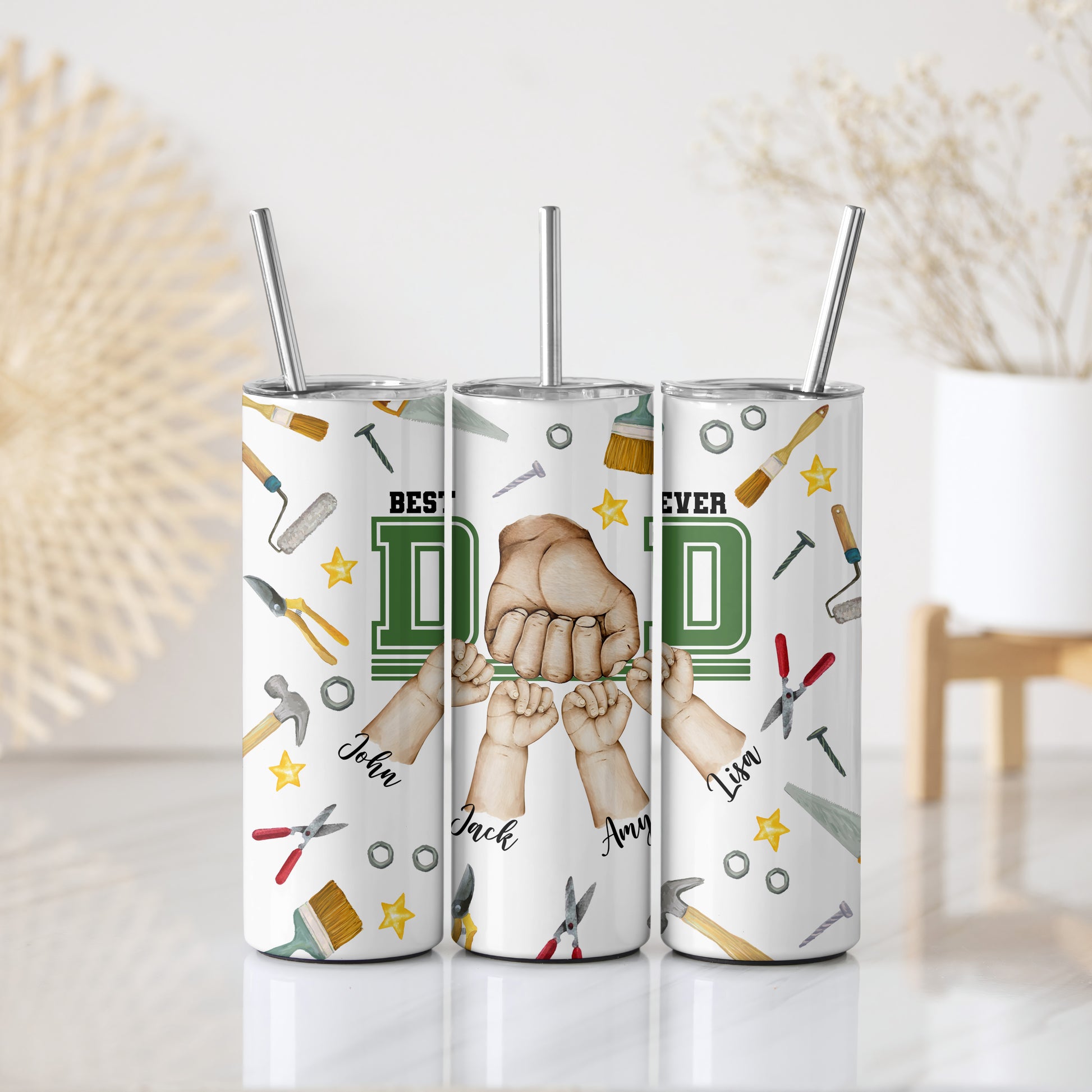 Personalized Dad Tumbler, Custom Drinkware for Father's Day Gift with Kids' Names