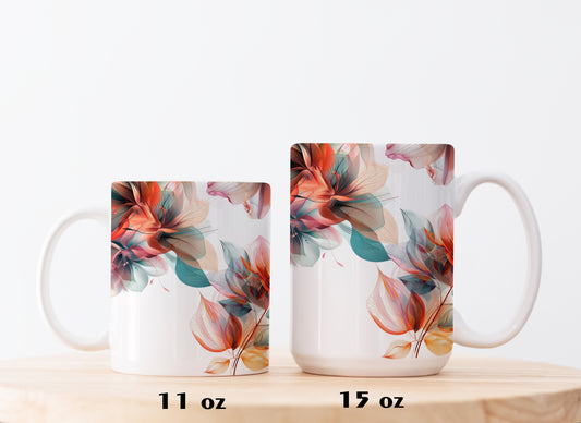 Botanical Ceramic Mug, Aesthetic Drinkware for Her - Floral Tea Cup