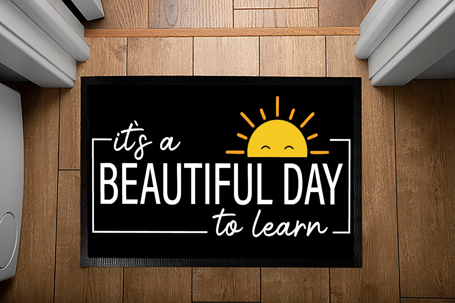 Cheery Classroom Welcome Mat: Happy Sun Design for Back-to-School!