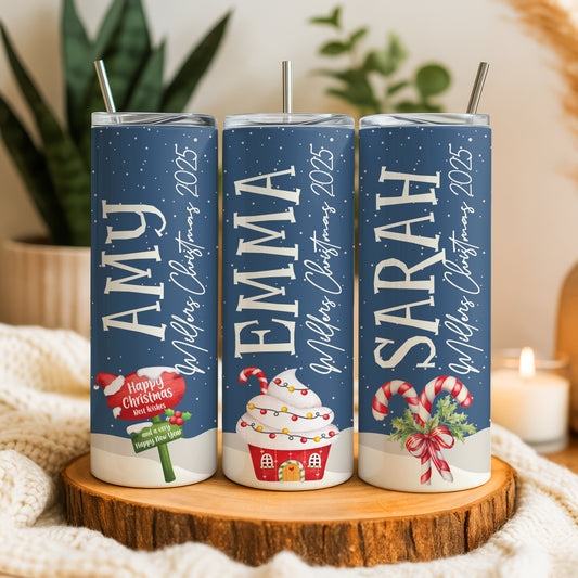 Personalized Christmas Tumbler Set: Festive Family Gifts, Stocking Stuffer