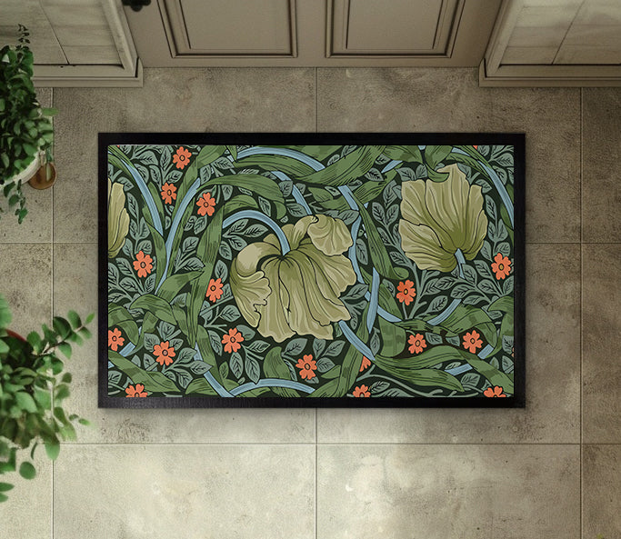 Floral Arts Welcome Mat, Botanical Vintage English Garden Doormat
