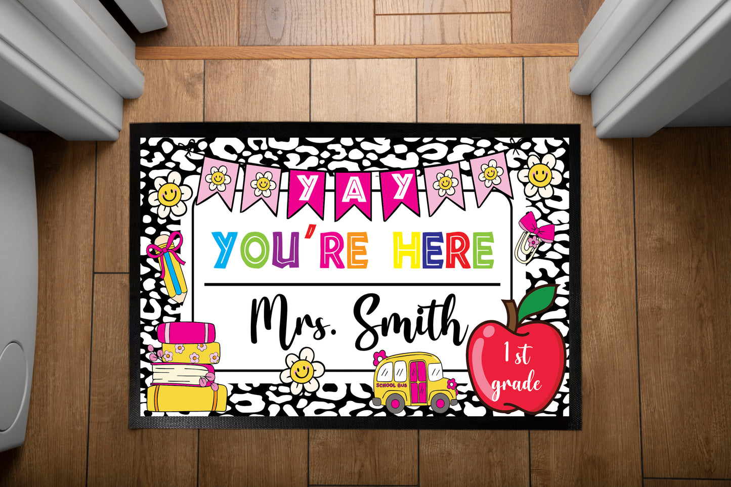 Custom Teacher Doormat, Personalized Classroom Welcome Mat, First Day Floor
