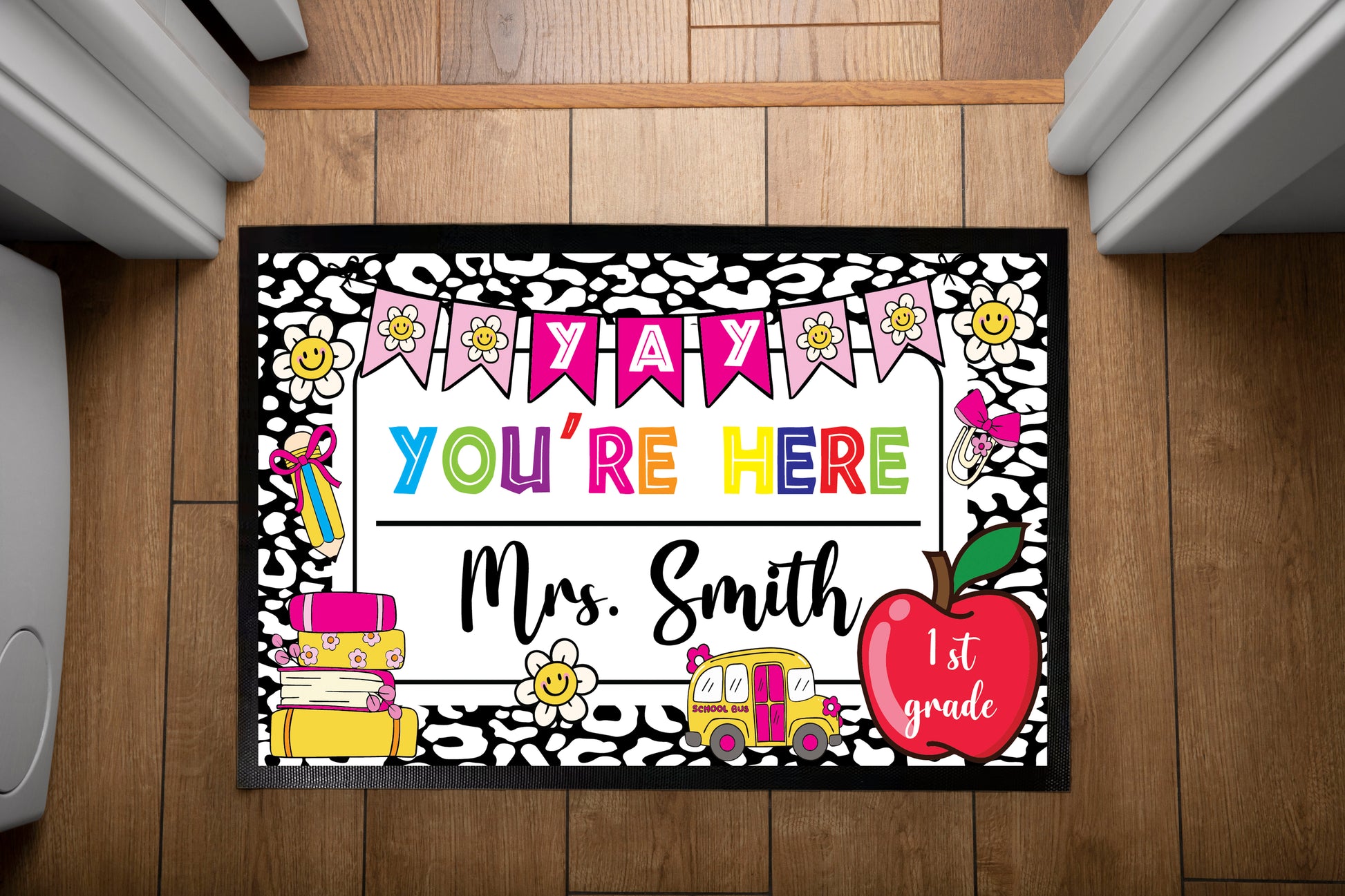 Custom Teacher Doormat, Personalized Classroom Welcome Mat, First Day Floor