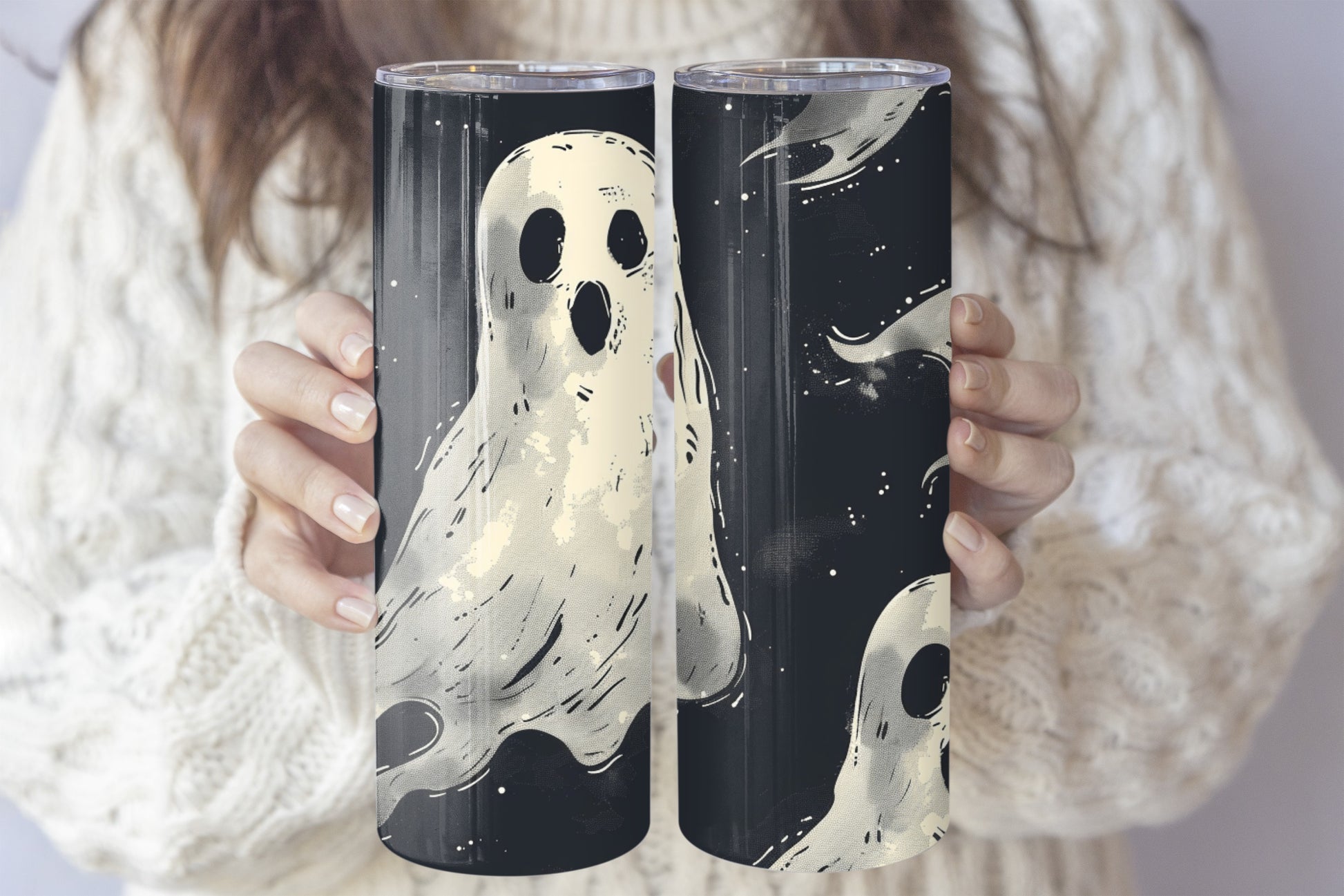 Spooky Ghost Tumbler, Halloween Stainless Steel Water Bottle, Trick Or Treat!