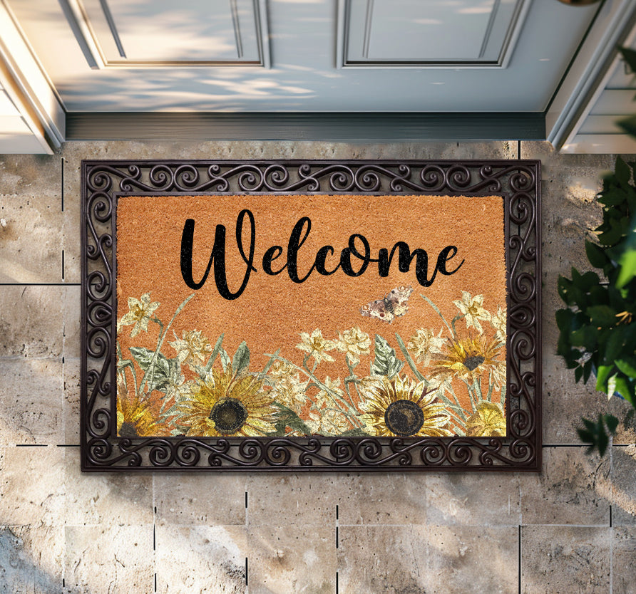 Colorful Sunflower Doormat, Spring Welcome Mat for Your Front Porch