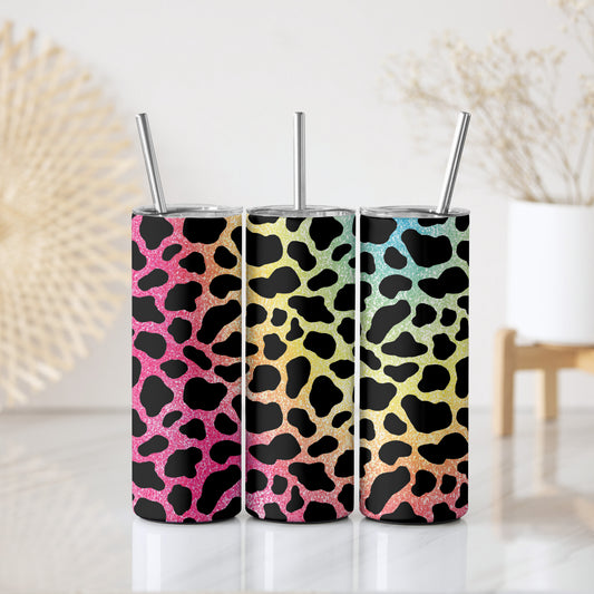 Custom Leopard Print Tumbler, Glitter Insulated Stainless Steel Cup