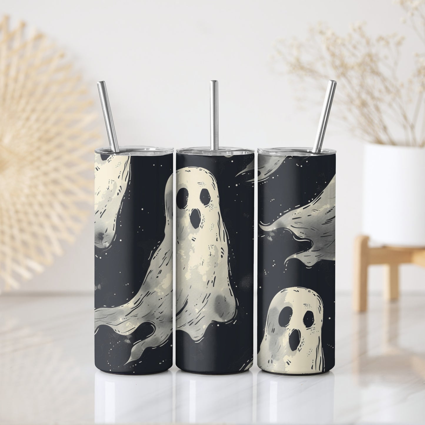 Spooky Ghost Tumbler, Halloween Stainless Steel Water Bottle, Trick Or Treat!
