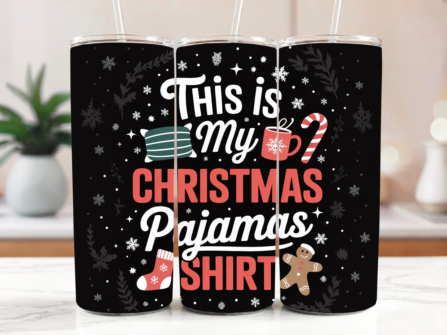Christmas Pajamas Shirt Tumbler, Cozy Xmas Stainless Steel For Girls