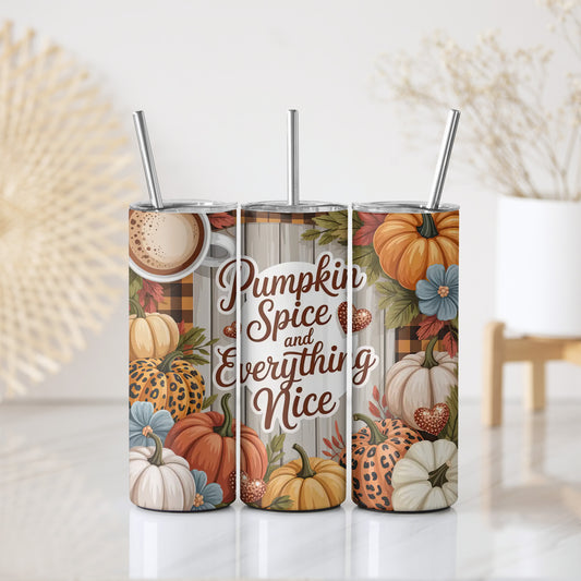 Cozy Pumpkin Spice Tumbler with Straw for Thanksgiving Celebrations