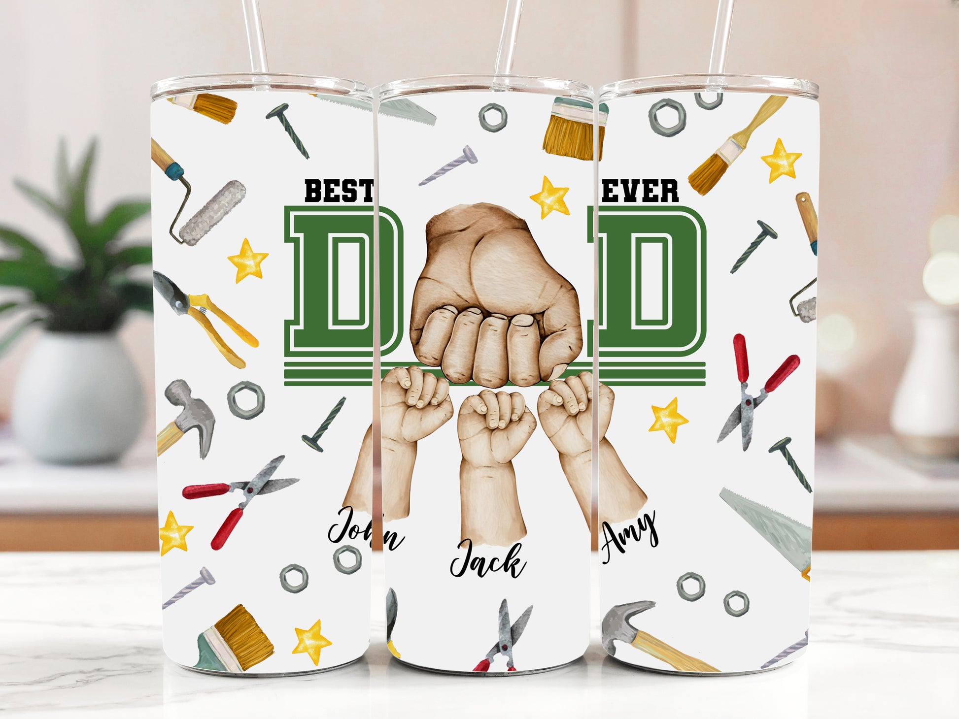 Personalized Dad Tumbler, Custom Drinkware for Father's Day Gift with Kids' Names
