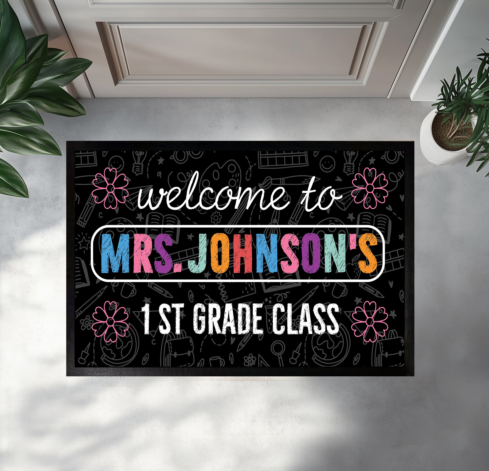 Welcome Students with Custom Teacher Doormat, Personalized Classroom Decor