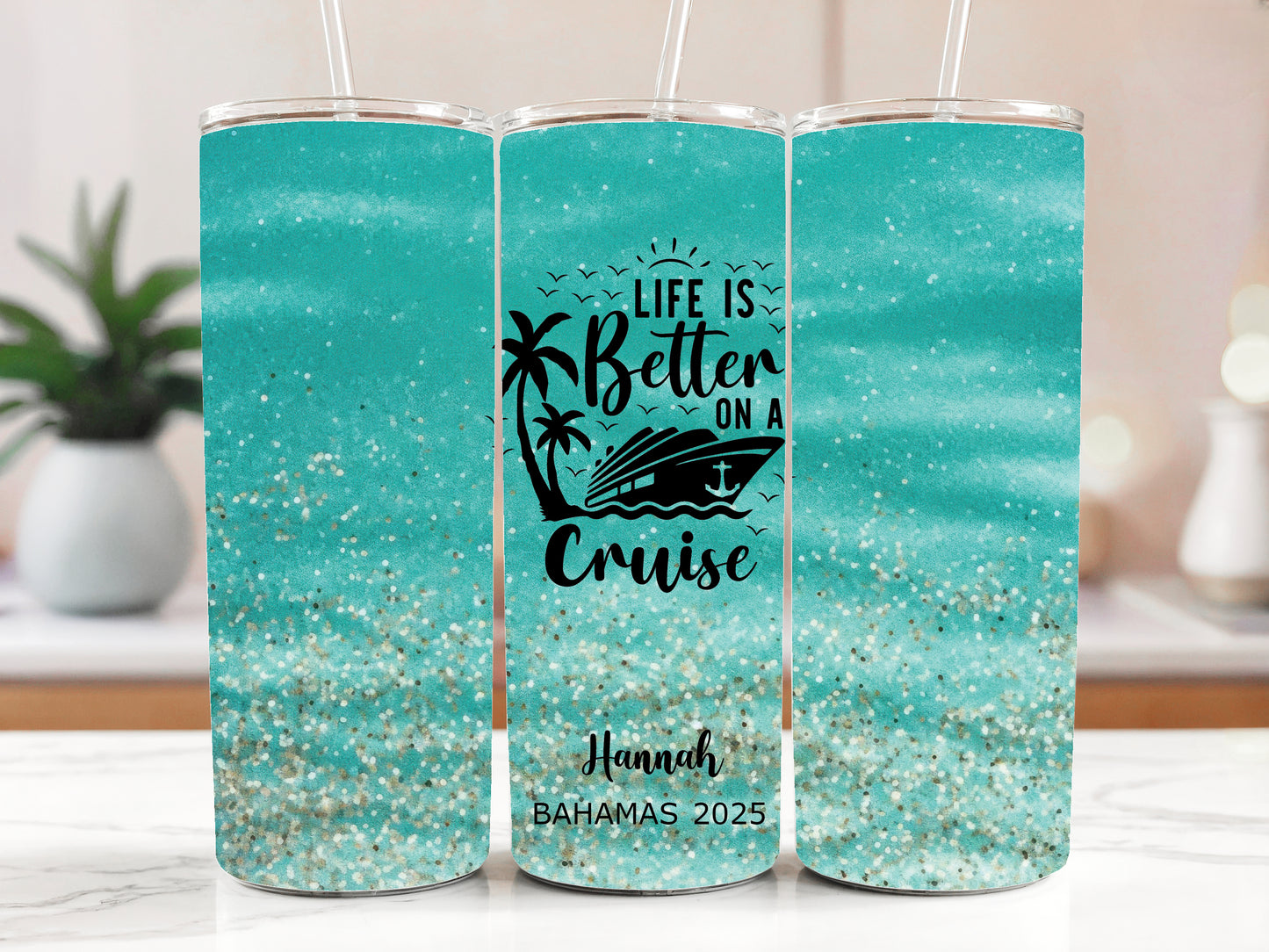 Custom Beach Tumbler Set, Matching Best Friends Stainless Steel Cups