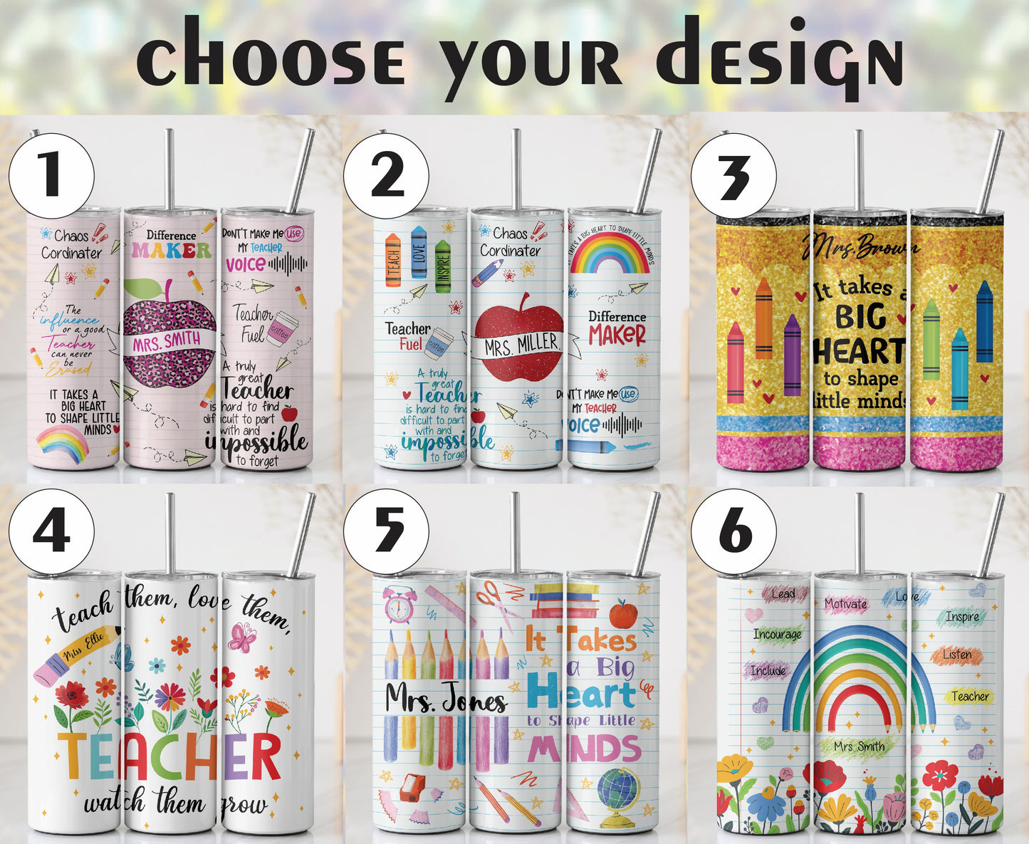 Personalized Teacher Stainless Steel Tumbler, Inspiring Quotes, Vibrant Design