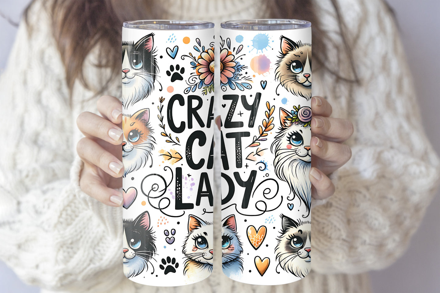Crazy Cat Lady Stainless Steel Tumbler, Cute Multipurpose Cats