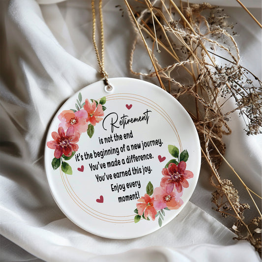 Elegant Floral Retirement Blessing Keepsake, Unique Ceramic Flower Ornament