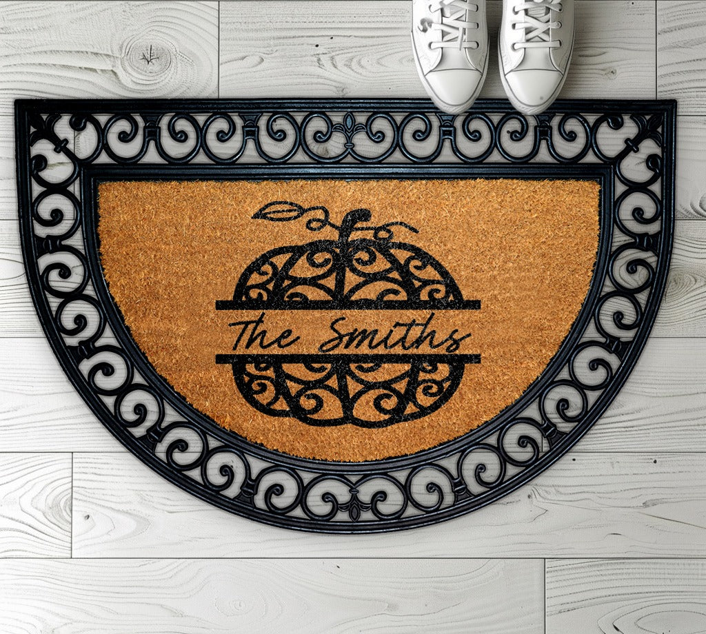 Personalized Last Name Pumpkin Doormat, Fall Home Decor, Housewarming Gift
