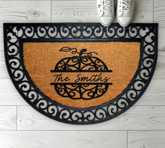 Personalized Last Name Pumpkin Doormat, Fall Home Decor, Housewarming Gift