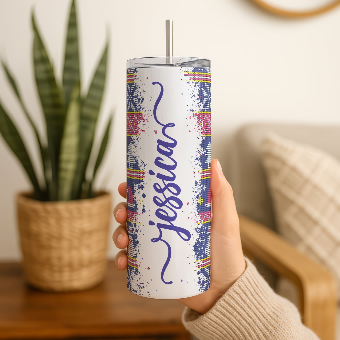 Design your knit pattern tumbler, the perfect holiday stocking stuffer!