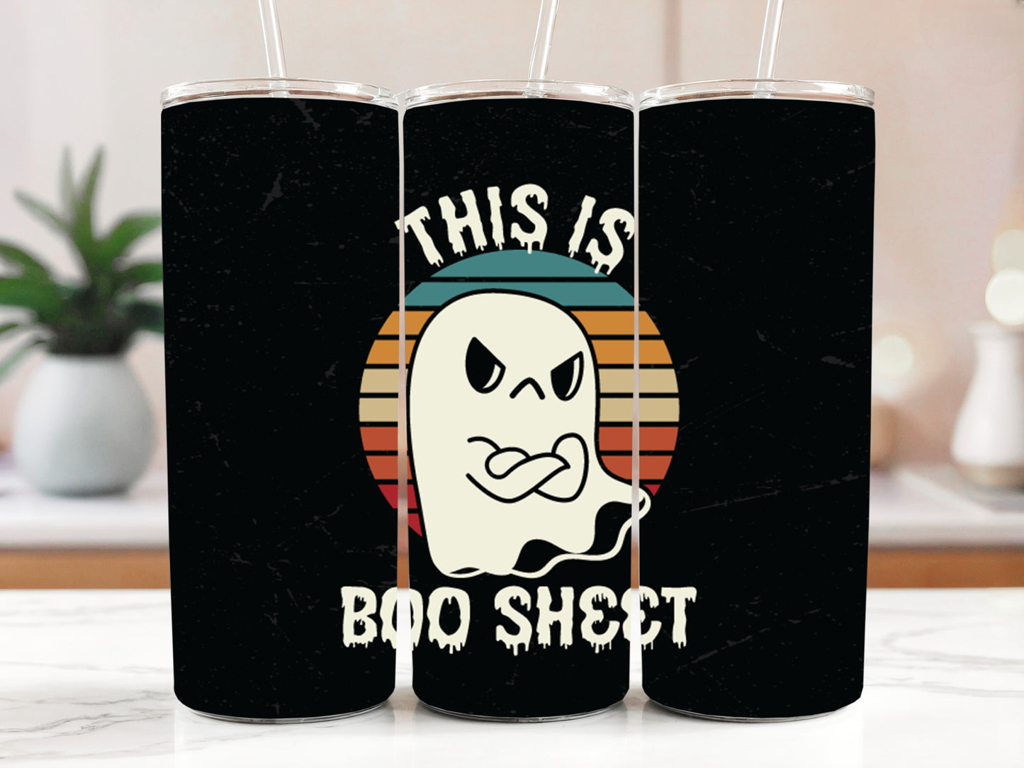 Spooky Season Stainless Steel Tumbler, Cute Ghost Insulated Water Bottle