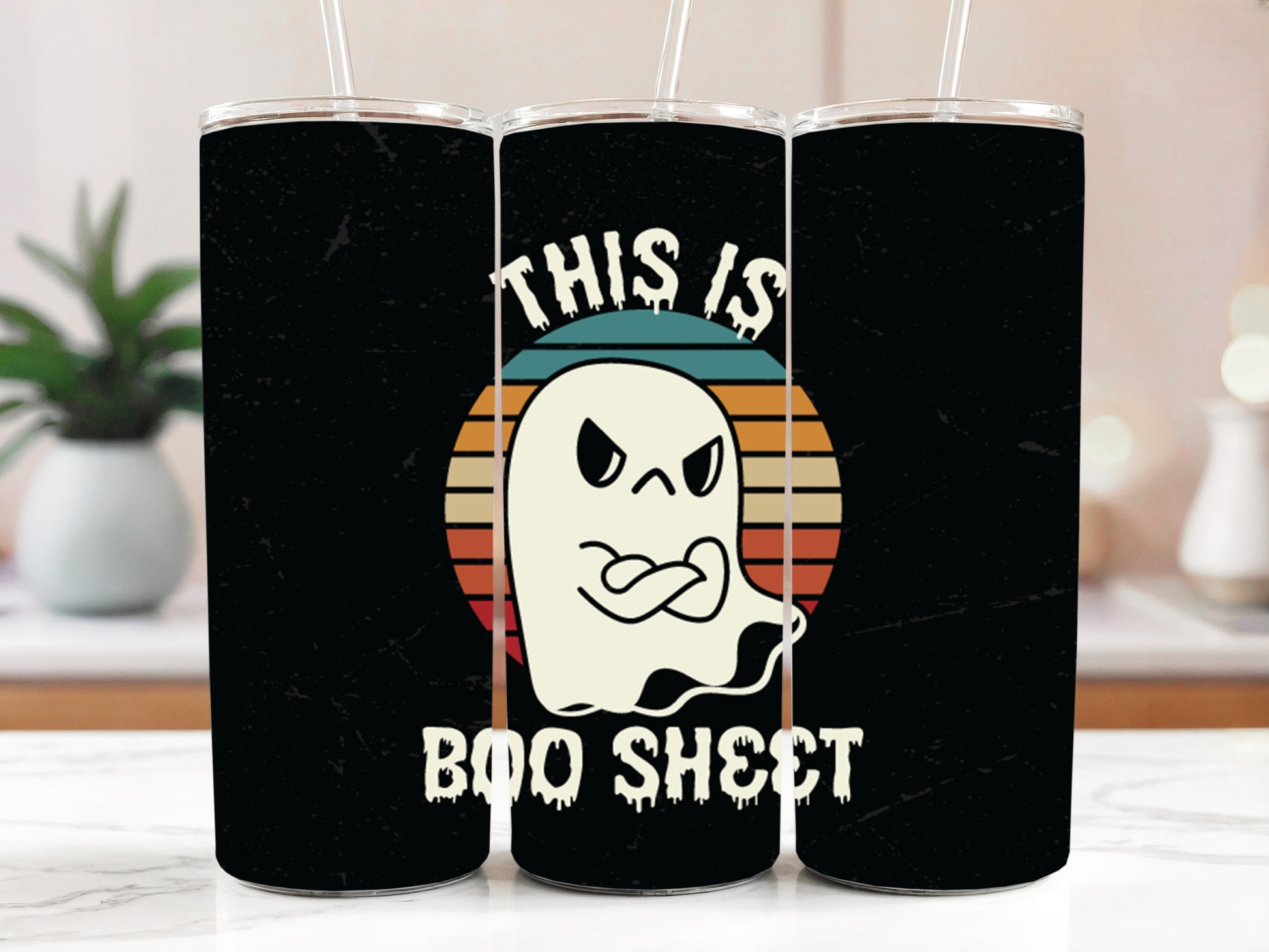 Spooky Season Stainless Steel Tumbler, Cute Ghost Insulated Water Bottle