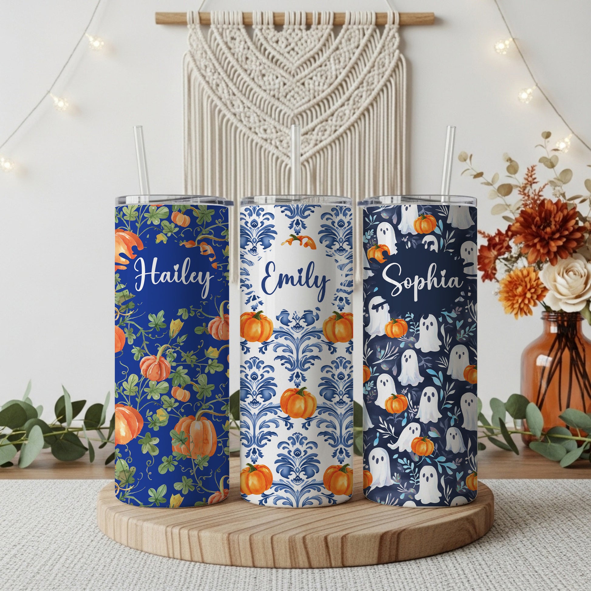 Vibrant Fall Theme Tumbler with Straw, Aesthetic Autumn Lover Gift