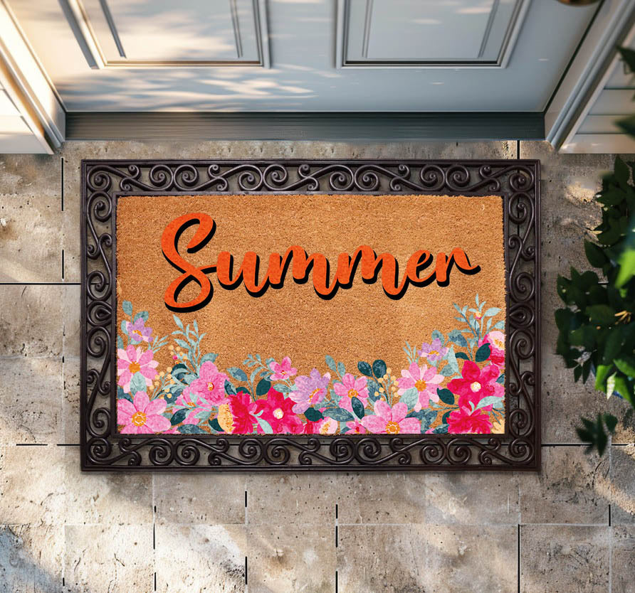 Vibrant Floral Summer Doormat, Add a Splash to Your Entryway