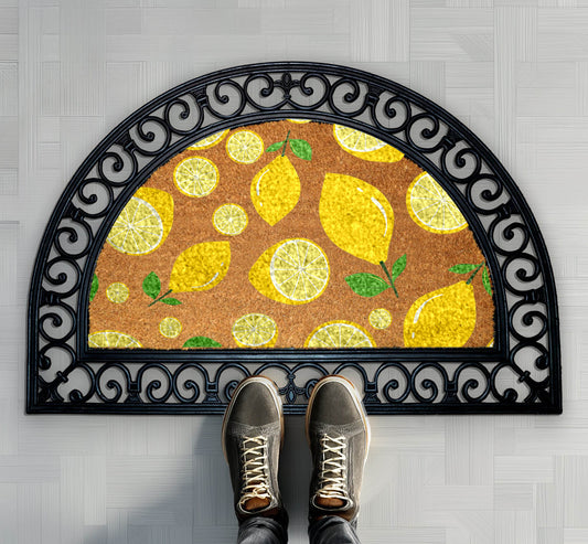 Farmhouse Lemon Slice Doormat, Natural Coir Rug - Summer Decor