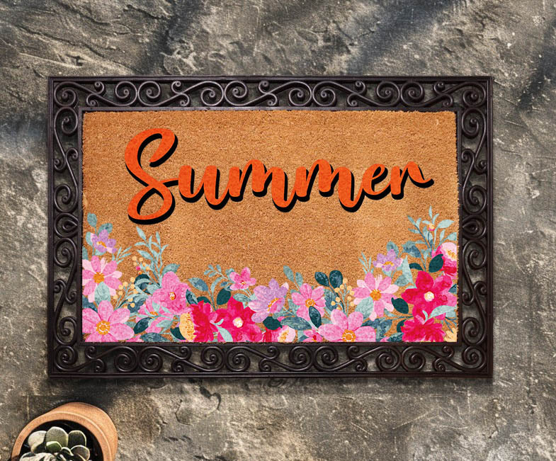 Vibrant Floral Summer Doormat, Add a Splash to Your Entryway