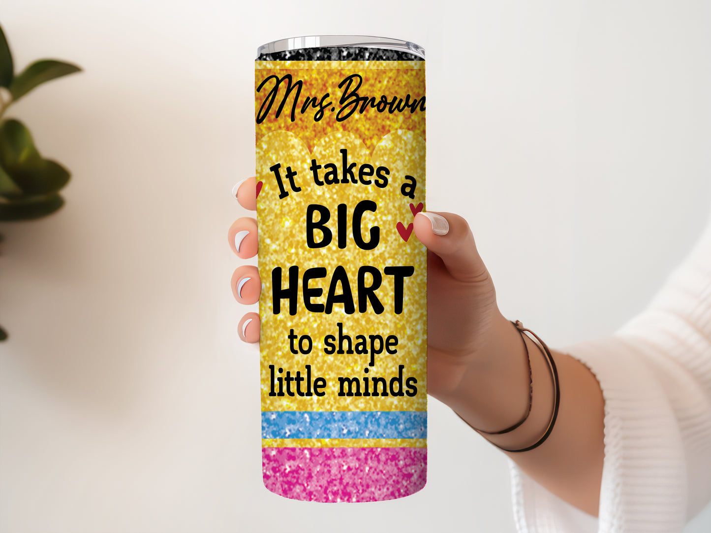 Personalized Teacher Stainless Steel Tumbler, Inspiring Quotes, Vibrant Design