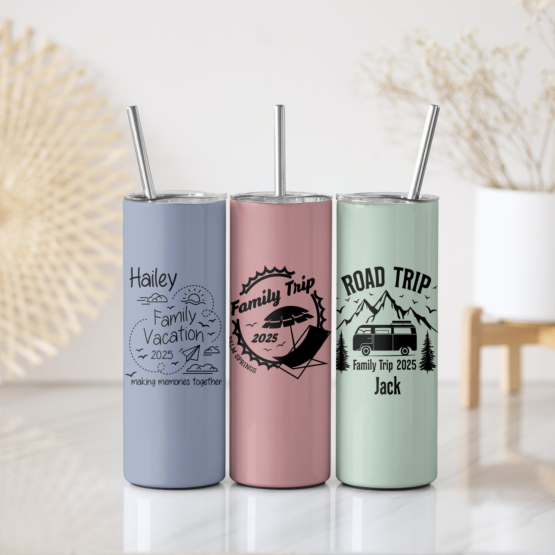 Personalized Stainless Steel Tumbler, Summer Design, Insulated Skinny Travel Tumbler