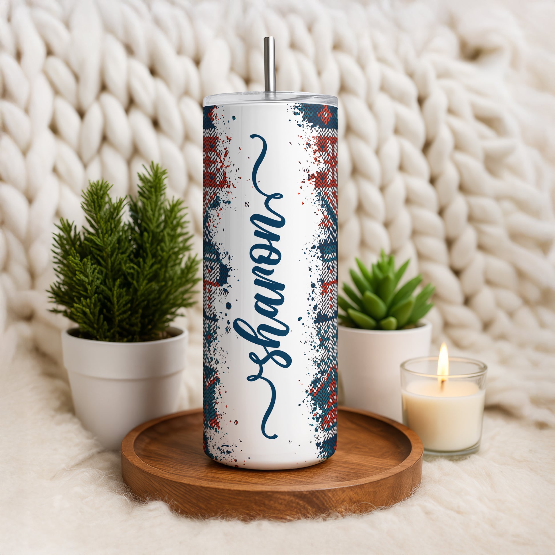 Design your knit pattern tumbler, the perfect holiday stocking stuffer!