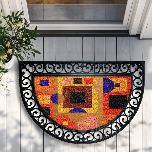 Geometric Coco Doormat, Abstract Welcome Mat, Modern Art Entry Rug