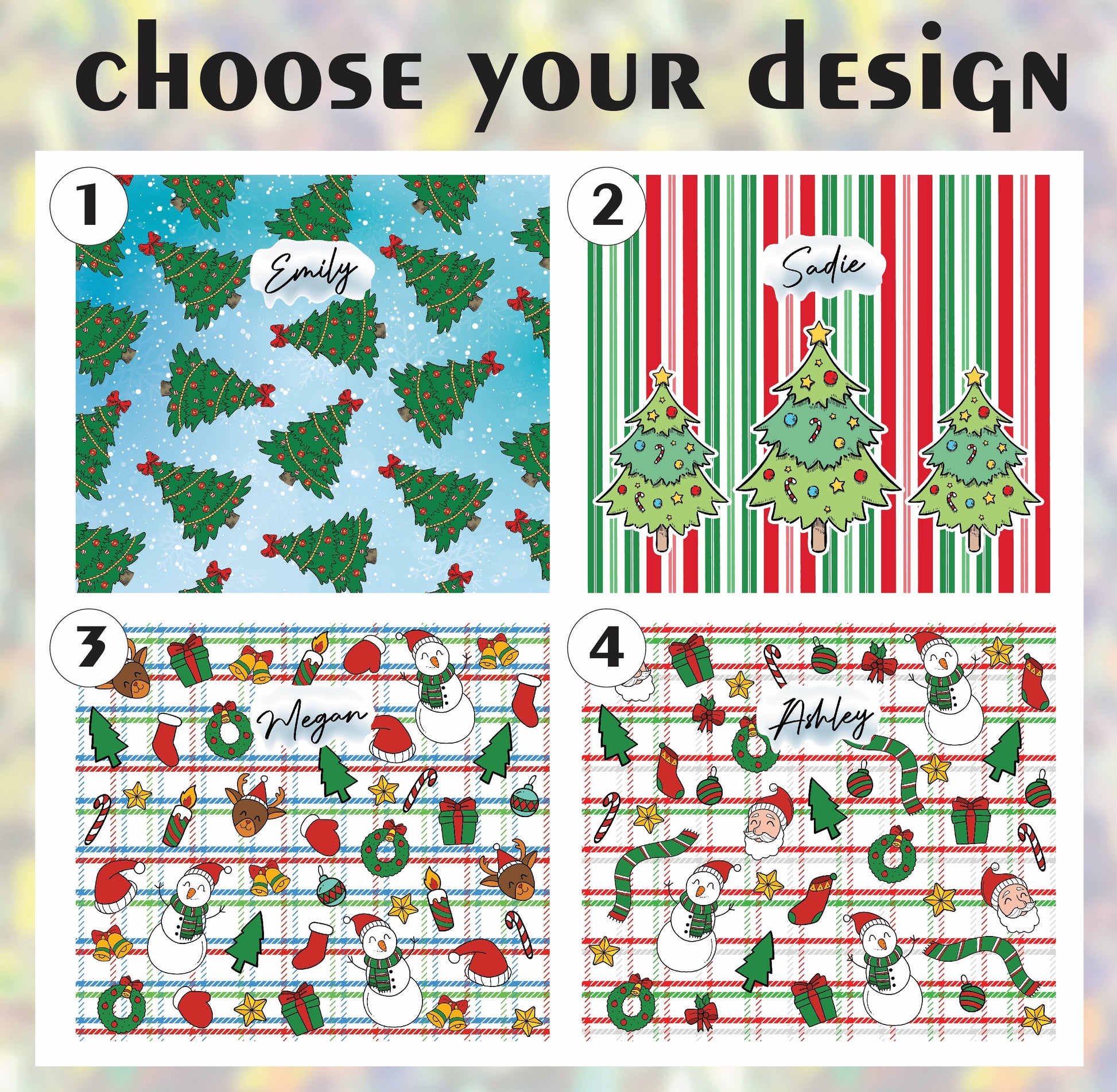 Personalized Christmas Tree Tumbler Set, Matching Stocking Stuffer and Gift